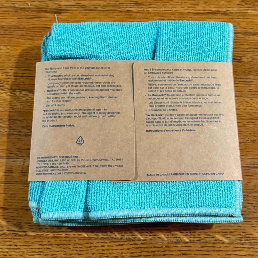 Norwex Body and Face Cloth Set of 3 Caribbean NWT - Picture 3 of 8